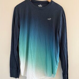 Hollister Men’s Medium Cotton Long Sleeve Ombre Fade Casual Crewneck T-shirt